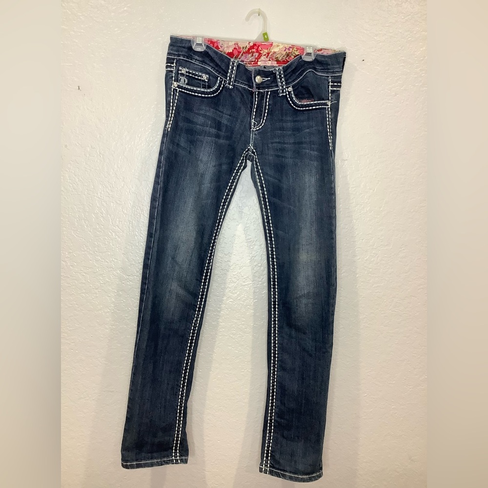 DOWNEAST Low Rise Embroidered, Embellished Jeans - Size 10
